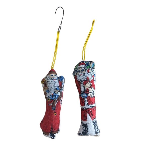 B Shackman Vintage 1970s Lot of 2 Santas Stuffed Father Christmas Pillow Ornamen - Picture 1 of 9